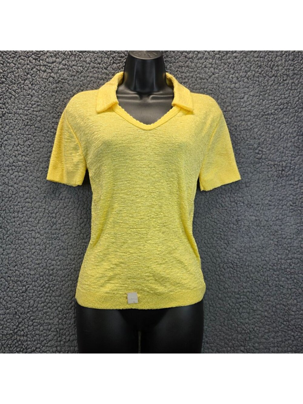 Vintage Preppy Marvin Polo Top M Yellow Short Sleeves Golf Tenniscore 90s Retro